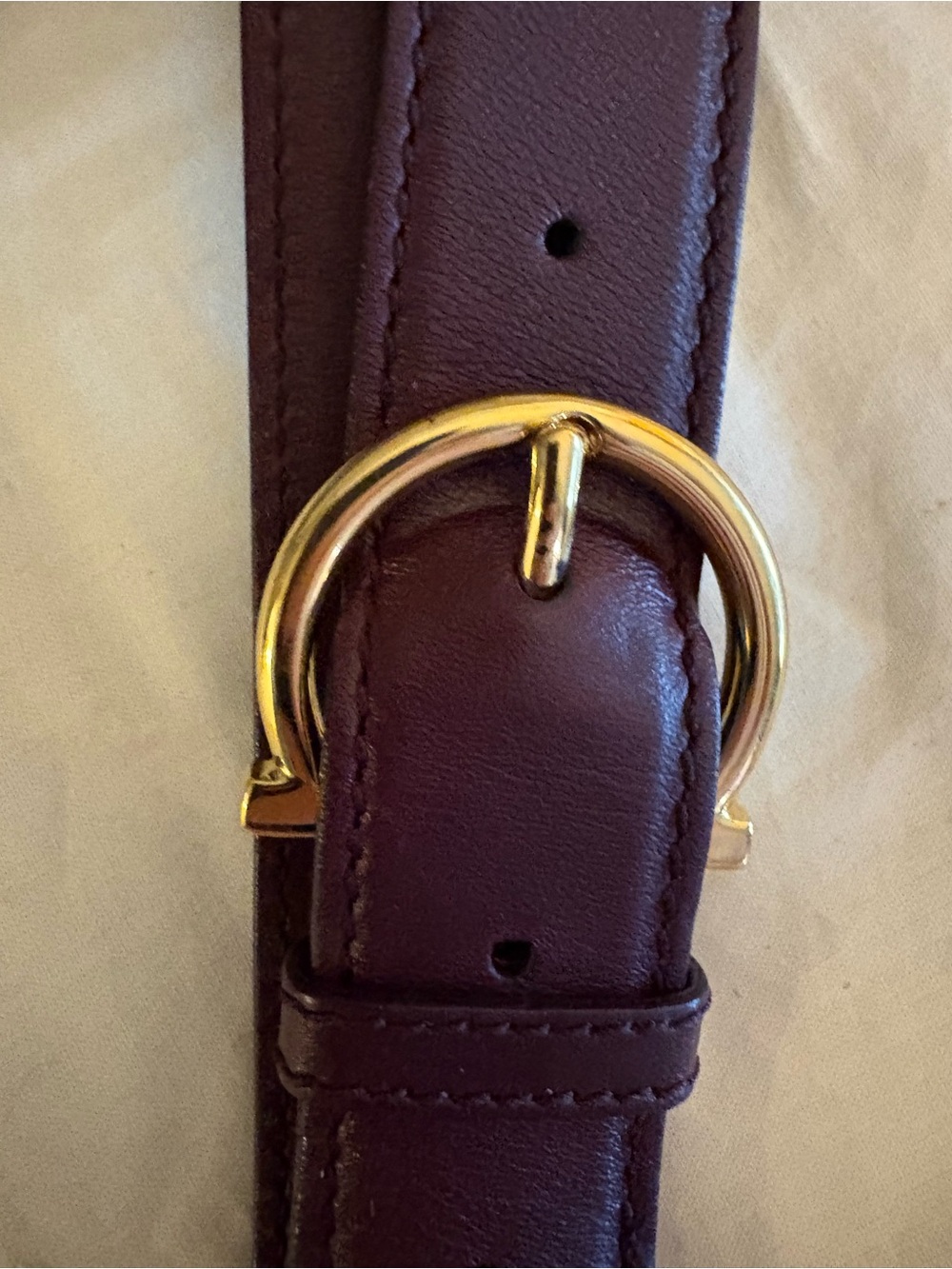 Salvatore Ferragamo Sofia Satchel Crossbody Large Plum Leather Gold- EXCELLENT - Picture 15 of 17